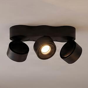 Arcchio LED-stropna svetilka Rotari, leče, 3-žarčna, črna, zatemnjen, Črna, Dnevna soba / jedilnica, Aluminij, Sodobni