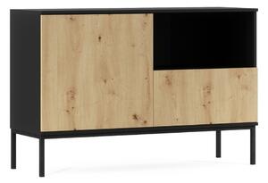 Komoda LANZZI 120x40 cm, črna/hrast