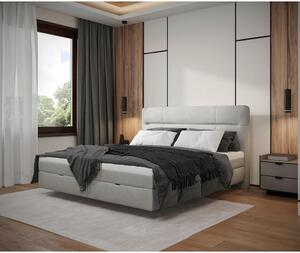 POSTELJA Z VZMETNICO 140 cm x 200 cm , les, tekstil, leseni material svetlo siva