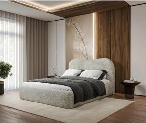 OBLAZINJENA POSTELJA 140 cm x 200 cm , les, tekstil, leseni material naravne barve