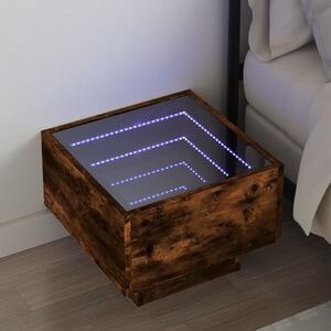 VidaXL Nočna mizica z neskončnimi LED dimljeni hrast 40x40x30 cm