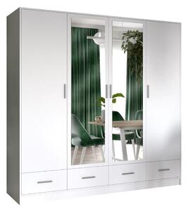 Omara SANNA 200x215 cm z ogledalom, bela