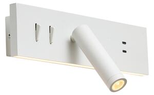 Moderna bela nastavljiva stenska svetilka z USB-C vklj. LED - Modric