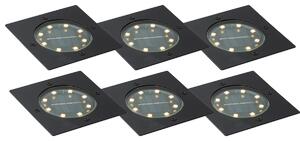 Komplet 6 talnih reflektorjev črne barve kvadratni vklj. LED IP65 solarni - Terry