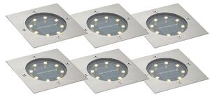 Komplet 6 talnih reflektorjev aluminijastih kvadratnih vklj. LED IP65 Solar - Terry