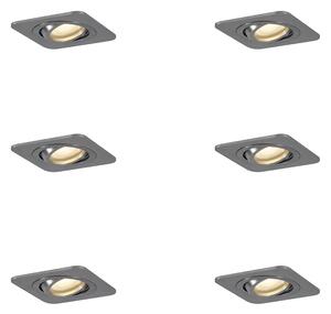 Komplet 6 okroglih vgradnih reflektorjev Gunmetal GU10 50mm nastavljiv IP44 - Alberto