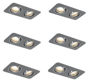Komplet 6 okroglih vgradnih reflektorjev Gunmetal GU10 50mm nastavljiv IP44 2-luči - Alberto