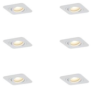 Komplet 6 okroglih vgradnih reflektorjev bel GU10 50 mm vrtljivih in nagibnih IP44 - Alberto