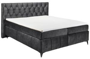 POSTELJA BOXSPRING 180 cm x 200 cm , tekstil, leseni material antracit
