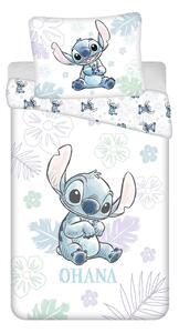 Bela enojna bombažna otroška posteljnina 140x200 cm Lilo and Stitch "Ohana White" – Jerry Fabrics