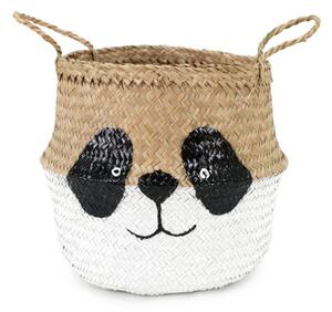 Bela/naravna otroška škatla za shranjevanje iz morske trave ø 25x24 cm Panda – Compactor