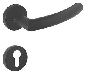 Lienbacher Garnitura za sobna vrata Cuba Black Line (Nerjavno jeklo, Oblika kljuke: Ravno, Črna, Profilni cilinder)