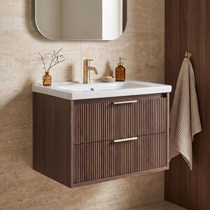 Kopalniška omarica z umivalnikom REA Sherry 60cm Brown Walnut