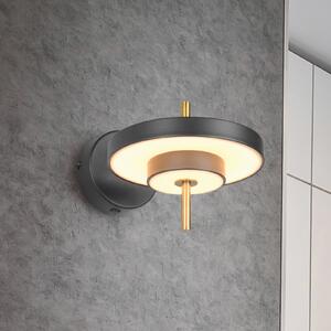 Trio Lighting LED stenska svetilka Keaton, črna/zlata barva Ø 20 cm kovina, CCT, zatemnjen, Črna, Dnevna soba / jedilnica, Kovina