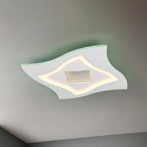 Trio Lighting LED stropna svetilka Klint, dolžina 50 cm, bela mat, kovina RGBW, zatemnjen, Bela, Dnevna soba / jedilnica, Kovina, Sodobni