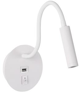 Brilagi - LED Fleksibilna stenska svetilka z USB port MAYA LED/3W/230V bela