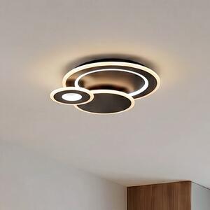 Lindby LED stropna svetilka Briar, črna, kovina, daljinski upravljalnik, zatemnjen, Črna, Dnevna soba / jedilnica, Plastika, Sodobni