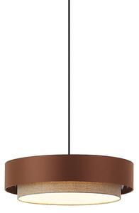 Sodobna viseča svetilka temno bronasta s taupe 50 cm 3-luči - Drum Duo