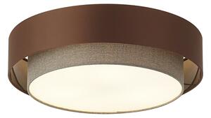 Sodobna stropna svetilka temno bronasta s taupe 50cm 3-luči - Drum Duo
