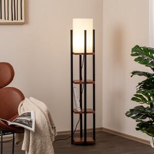 Opviq Stojna svetilka Shelf, črna/bakrena, tkanina, višina 130 cm, E27, Črna, Dnevna soba / jedilnica, Kovina, Sodobni
