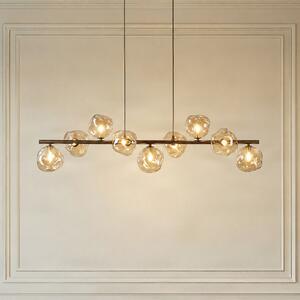 TK Lighting Visoka svetilka Lava, rjava, z 9 žarnicami, steklo, dolžina 116 cm, G9, zatemnjen, Rjava / rjasta, Dnevna soba / jedilnica, Steklo