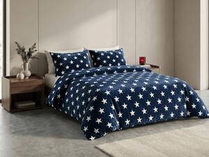 AKCIJA Posteljnina mikropliš WHITE STARS temno modra II. kakovost Dimenzije posteljnine: 70 x 90 cm | 140 x 200 cm