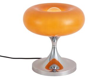 Retro namizna svetilka krom z oranžnim steklenim senčnikom 31 cm - Glaze
