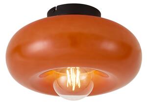 Retro črna stropna svetilka z oranžnim steklom 30 cm - Glaze