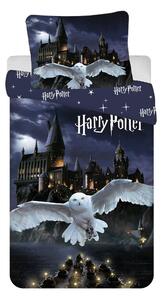 Temno modra/siva enojna otroška posteljnina iz mikrovlaken 140x200 cm Harry Potter "Hogwarts Night" – Jerry Fabrics