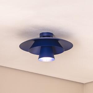 Luminex Stropna svetilka Plato, temno modra, kovina, Ø 38 cm, E27, zatemnjen, Modra, Dnevna soba / jedilnica, Kovina, Sodobni