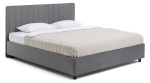 Siva oblazinjena zakonska postelja s prostorom za shranjevanje z letvenim dnom 160x200 cm Myra Slim Line – Bonami Selection