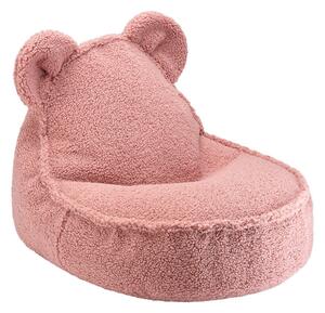 Rožnata otroška vreča za sedenje iz tkanine bouclé Bear – Wigiwama