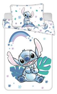 Bela/modra bombažna otroška posteljnina za otroško posteljico 135x100 cm Lilo and Stitch "Rainbow" – Jerry Fabrics