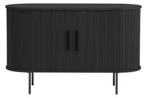 Črna komoda v hrastovem dekorju z drsnimi vrati 120x76x45 cm Nola – Unique Furniture