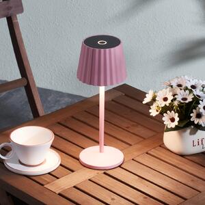 Lindby LED-akumulatorska namizna svetilka Esali, roza, kovina, IP54, zatemnjen, Roza / rosé, Dnevna soba / jedilnica, Aluminij, Sodobni