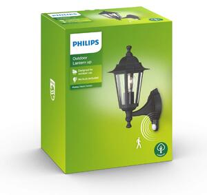 Philips Peking zunanja stenska svetilka črna s senzorjem, zatemnjen, Črna, Kovina