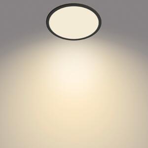 Philips SuperSlim LED stropna svetilka, IP44, Ø 24,5 cm, črna, zatemnjen, Črna, Kopalnica, Kovina
