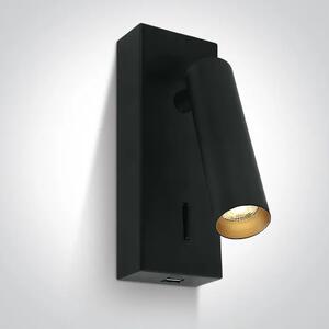 STENSKA SVETILKA LED 3W/3000K/150lm/USB/ČRNA DM65746A/B/W