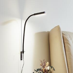 Lindby LED svetilka za branje Flexola, črna, kotna, vtič, zatemnjen, Črna, spalnica, Kovina