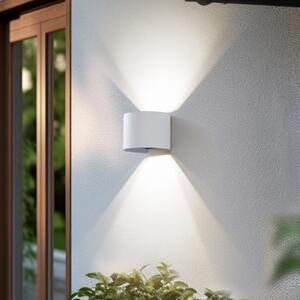 Lindby Smart LED zunanja stenska svetilka Dara bela okrogla CCT RGB Tuya, zatemnjen, Bela, Aluminij, Sodobni