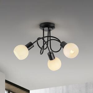 JUST LIGHT. GmbH Stropna svetilka Loki, 3-svetlobna, okrogla, črna, železo, Črna, Dnevna soba / jedilnica, Kovina