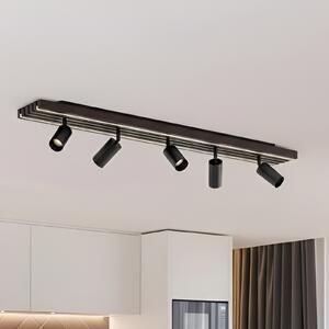Lucande LED stropni reflektor Tiron, 5-kraki, 100 cm, hrast, zatemnjen, Les, Dnevna soba / jedilnica, Les, Sodobni