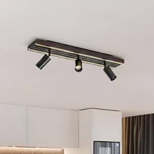 Lucande LED stropni reflektor Tiron, 3-krilni, 70 cm, hrast, zatemnjen, Les, Dnevna soba / jedilnica, Les, Sodobni