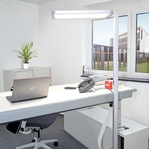 DOTLUX LED senzorska talna svetilka STUDIObutler srebrna 80 W 840 dim, zatemnjen, Kovinska, Študija / pisarna, Aluminij, Prostostoječa stropna svetilka