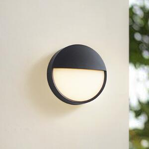Arcchio LED zunanja stenska svetilka Gravo, Ø 25 cm, črna, IP65, Črna, Kovina, Sodobni
