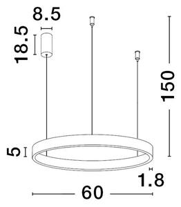 VISEČA LED SVETILKA ELOWEN 60W/3000K/2552lm/DIMM/IP20/ČRNA NL9345660