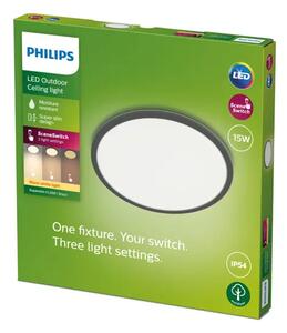 Super tanka LED ZUNANJA STROPNA SVETILKA SSW 15W 27K ČRNA IP54 8719514417977