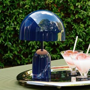 Tom Dixon Akku-Tischlampe BELL PORTABLE, indigo, 28 cm IP44, zatemnjen, Modra, Dnevna soba / jedilnica, Plastika, Dizajn