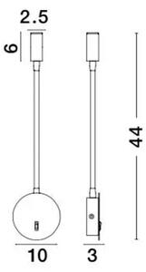 LED STENSKA SVETILKA JACO 3 W/3000K/190lm/IP20/ ČRNA NL8140322