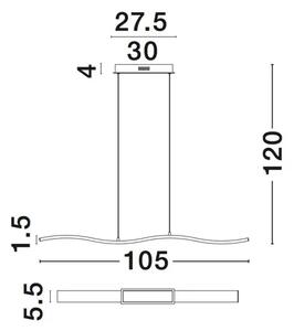 Viseča LED svetilka CESENA 42W/3000K/2750lm/IP20/krom NL81002002